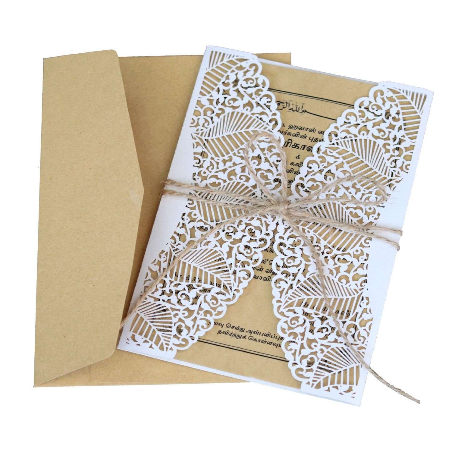 Vellum Paper Invitation Card With Envelope Wedding Card Design Laser Cut 